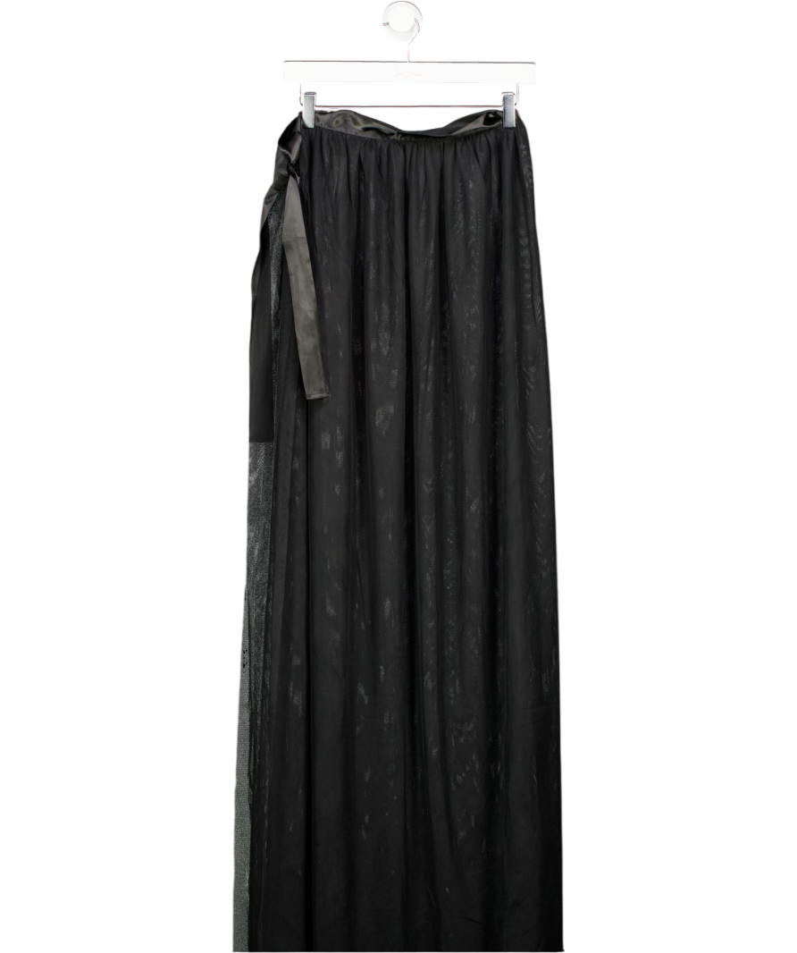 Black Mesh Wrap Maxi Skirt UK S