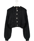 FREE PEOPLE Black Super Cosy Willow Knit Cardigan UK XS