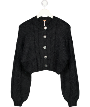 FREE PEOPLE Black Super Cosy Willow Knit Cardigan UK XS
