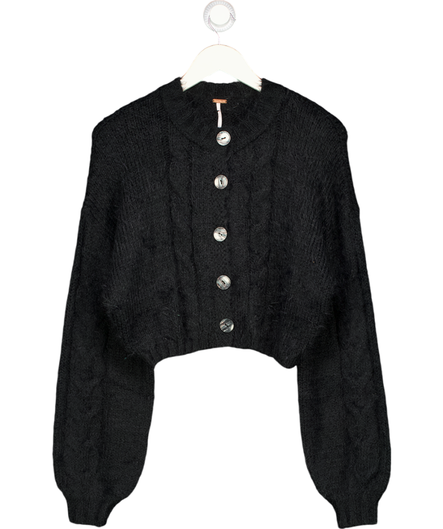 FREE PEOPLE Black Super Cosy Willow Knit Cardigan UK XS