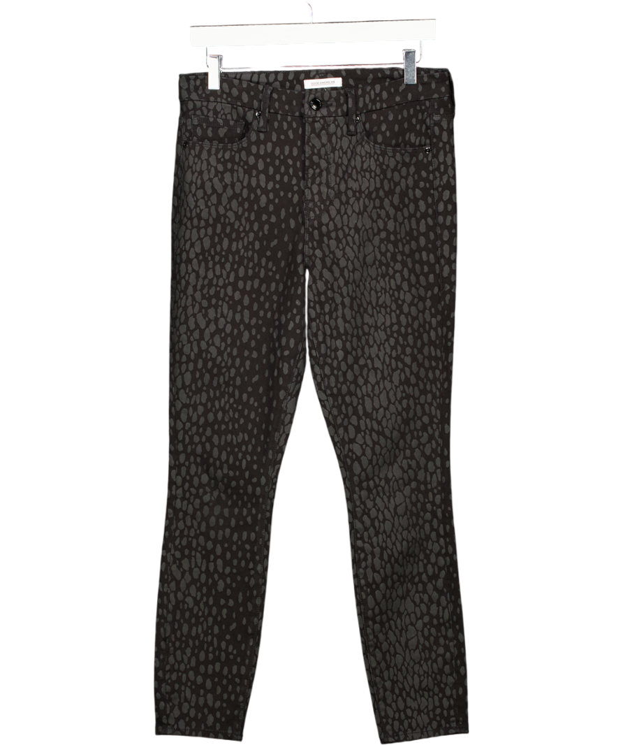 Good American Black Animal Jacquard Good Legs Cropped Jeans Us8 W29