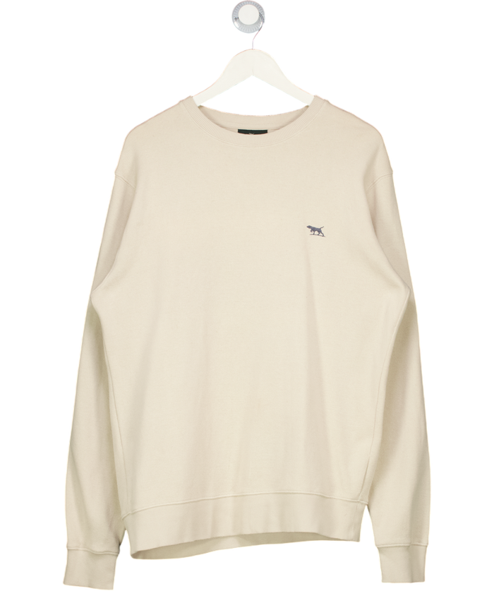 RODD&GUNN Beige Gunn Cotton Crew Neck Sweatshirt, Bone UK M