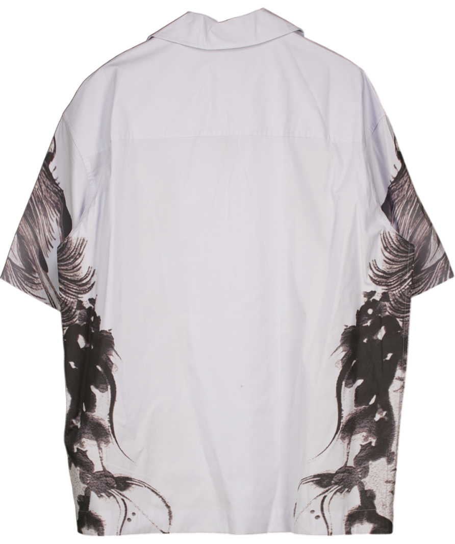 fenG CHen WANG Blue Printed Oversized Short Sleeve Shirt UK L