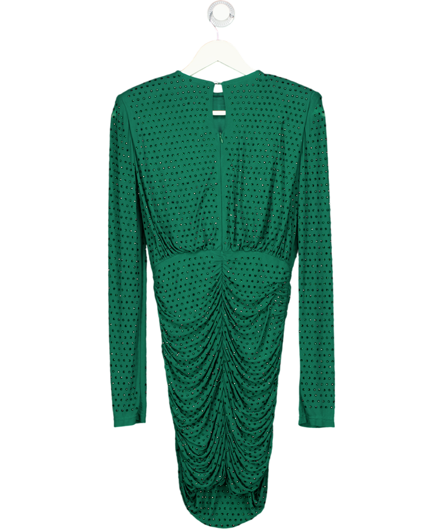 lipsy london Green Crystal Embellished Detail Long Sleeve Mini Dress UK 8