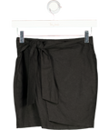 NA-KD Black Wrap Front Mini Skirt UK 4