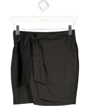 NA-KD Black Wrap Front Mini Skirt UK 4