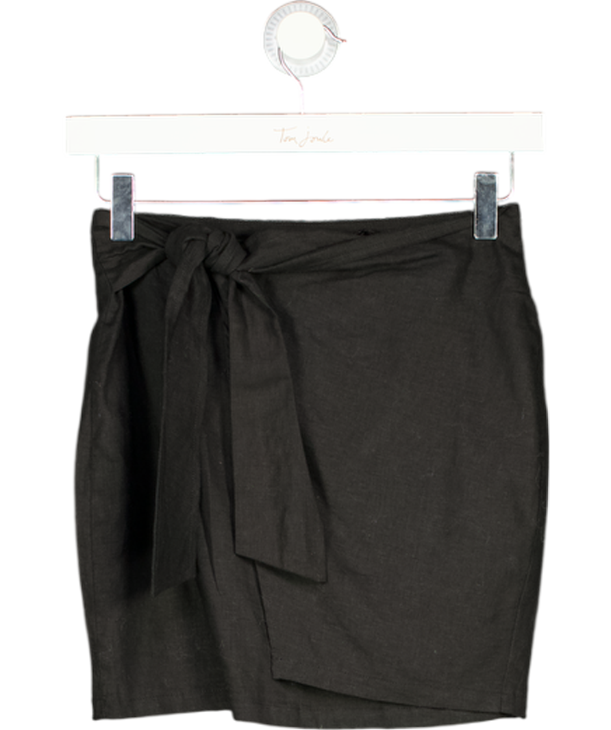 NA-KD Black Wrap Front Mini Skirt UK 4