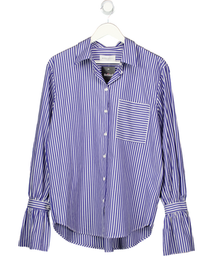 Mandibreeze Blue Jules Striped Frill Cuff Shirt UK M/L