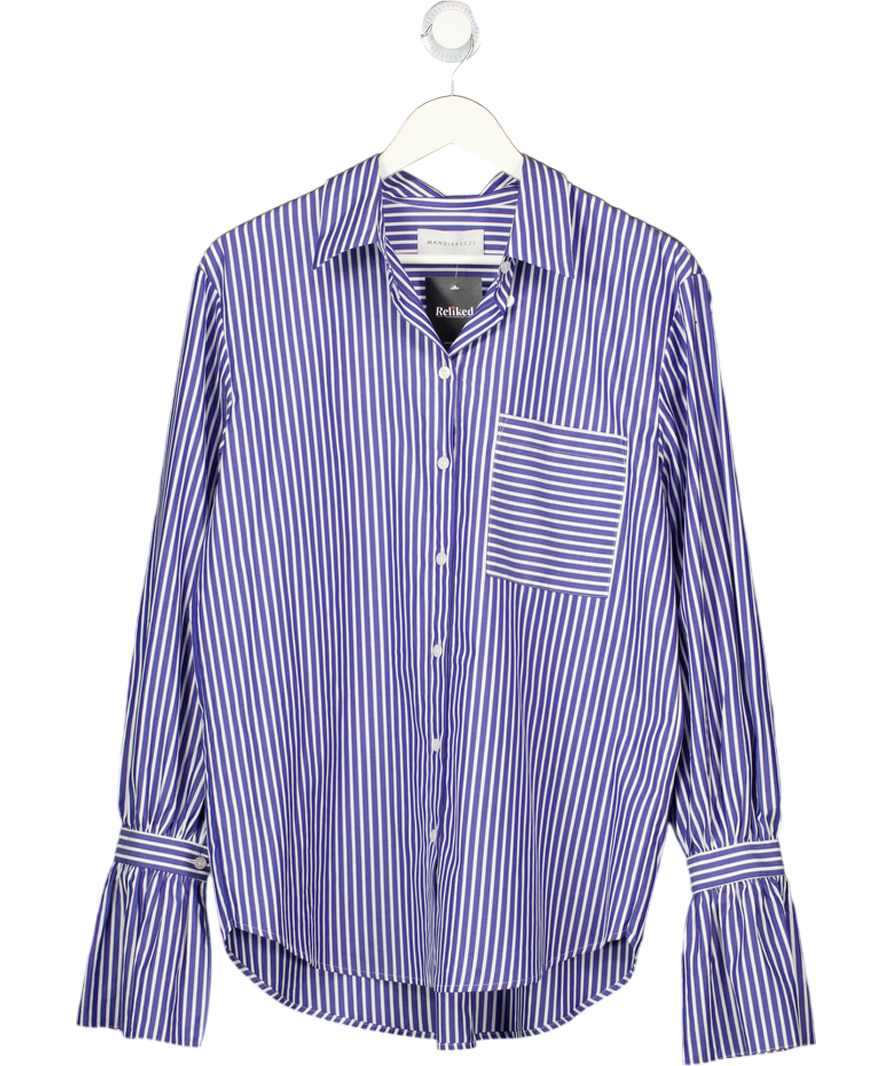 Mandibreeze Blue Jules Striped Frill Cuff Shirt UK M/L
