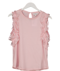 Claudie Pierlot Baby Pink Ruffle  Detail Sleeveless  T-shirt Sz1 UK S