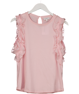 Claudie Pierlot Baby Pink Ruffle  Detail Sleeveless  T-shirt Sz1 UK S