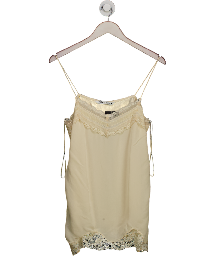 ZARA Cream Zw Collection Lace Top With Vents UK L