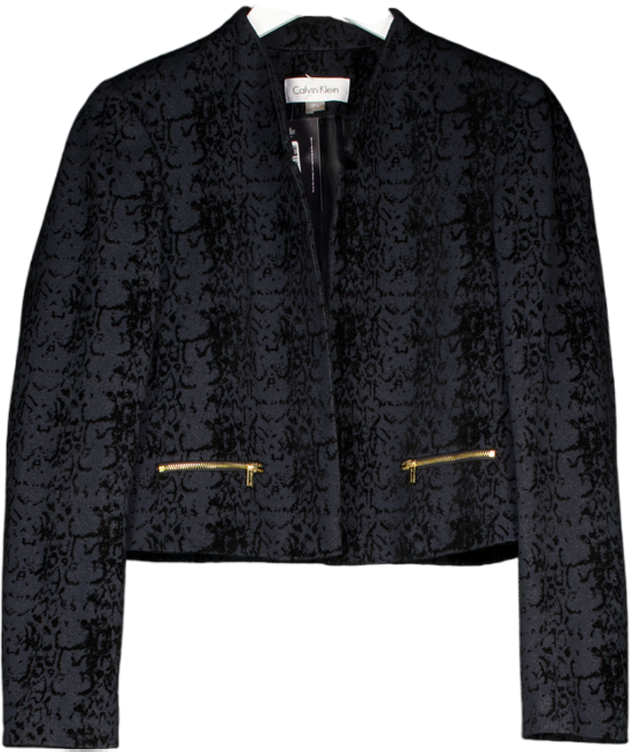 Calvin Klein Black Velvet Snake Print Jacket UK 10
