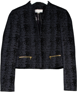 Calvin Klein Black Velvet Snake Print Jacket UK 10