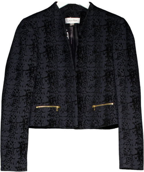 Calvin Klein Black Velvet Snake Print Jacket UK 10