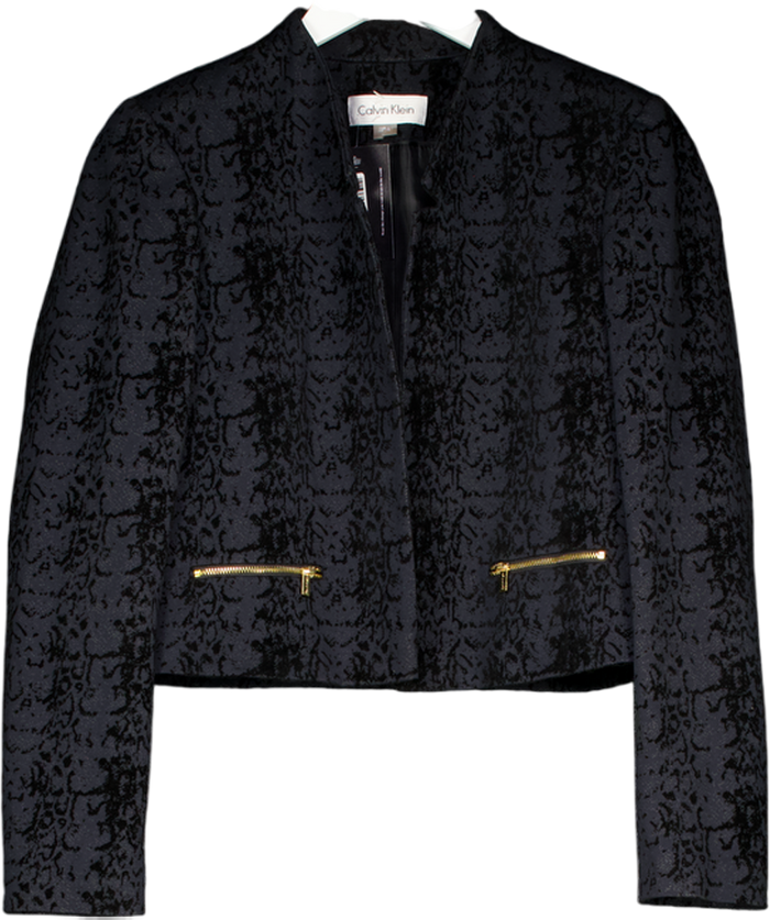 Calvin Klein Black Velvet Snake Print Jacket UK 10