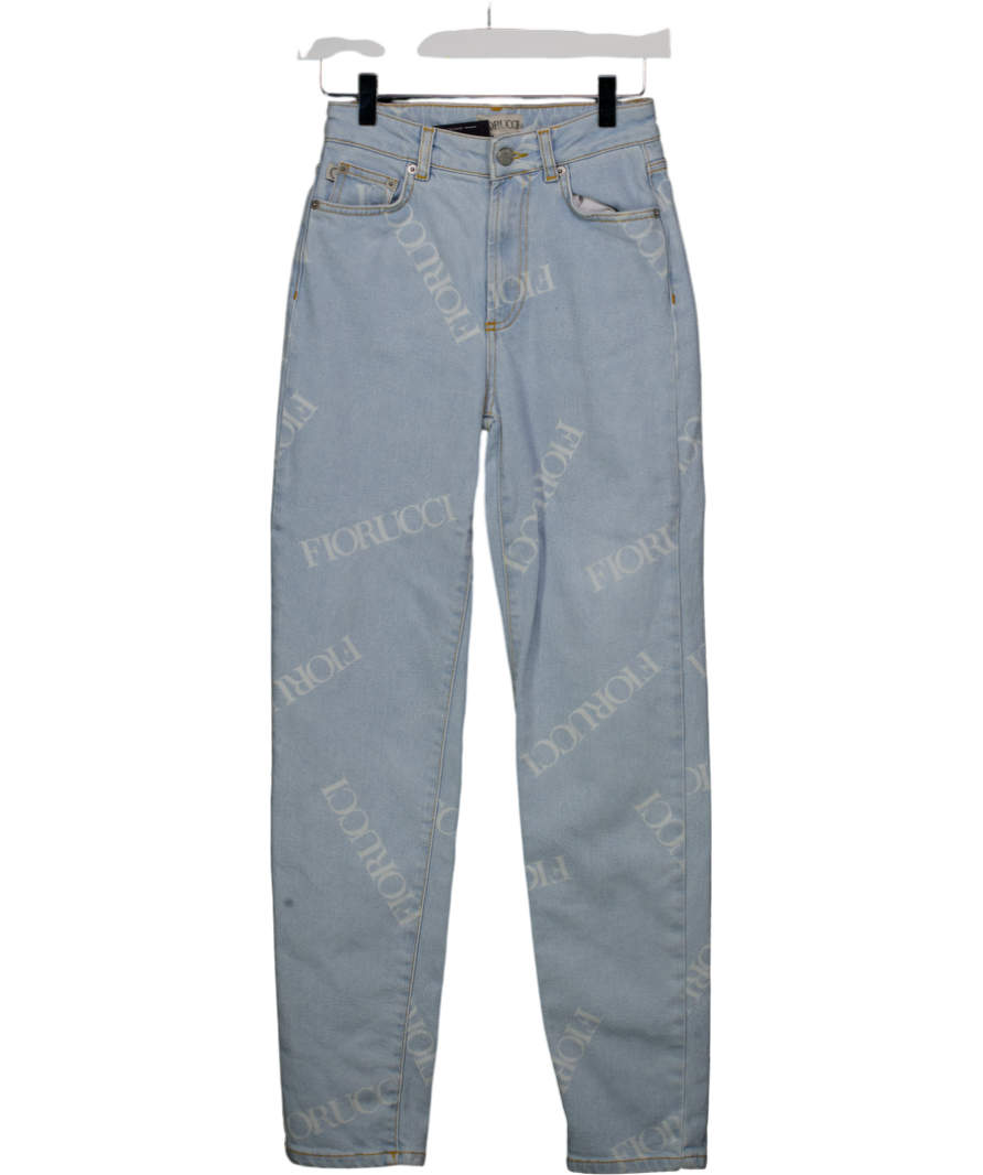 FIORUCCI Light Blue Scattered Logo High Rise Tara Jeans W24