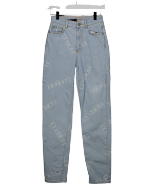 FIORUCCI Light Blue Scattered Logo High Rise Tara Jeans W24