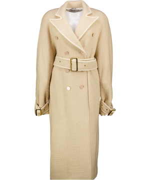 ROWEN ROSE Beige Tweed Signature Trenchcoat Fr34 UK 6