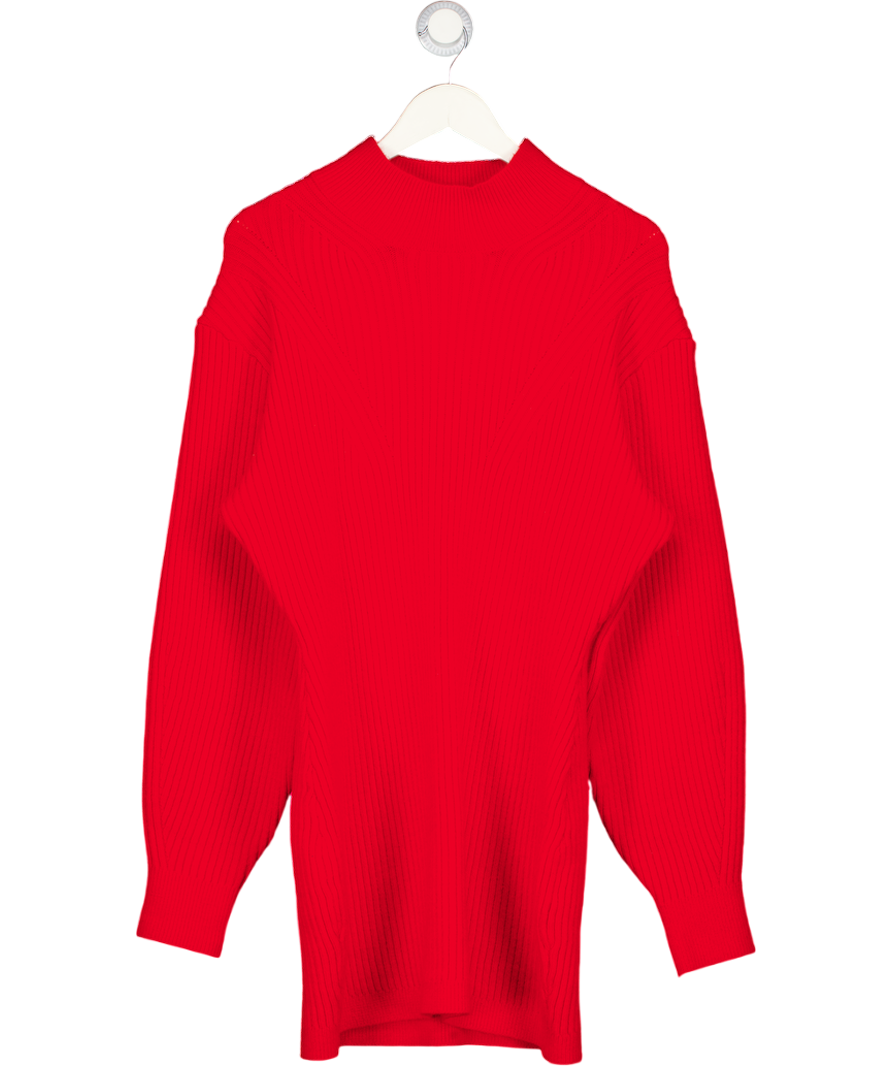 H&M Red Ribbed Turtleneck Jumper Dress UK L