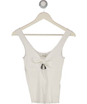 SANDRO PARIS  White Ribbed Knot-detail Tank Top Sz0 UK 6