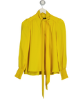 ME + EM Yellow Shirred Cuff 100% Silk Pussy Bow Blouse UK 8