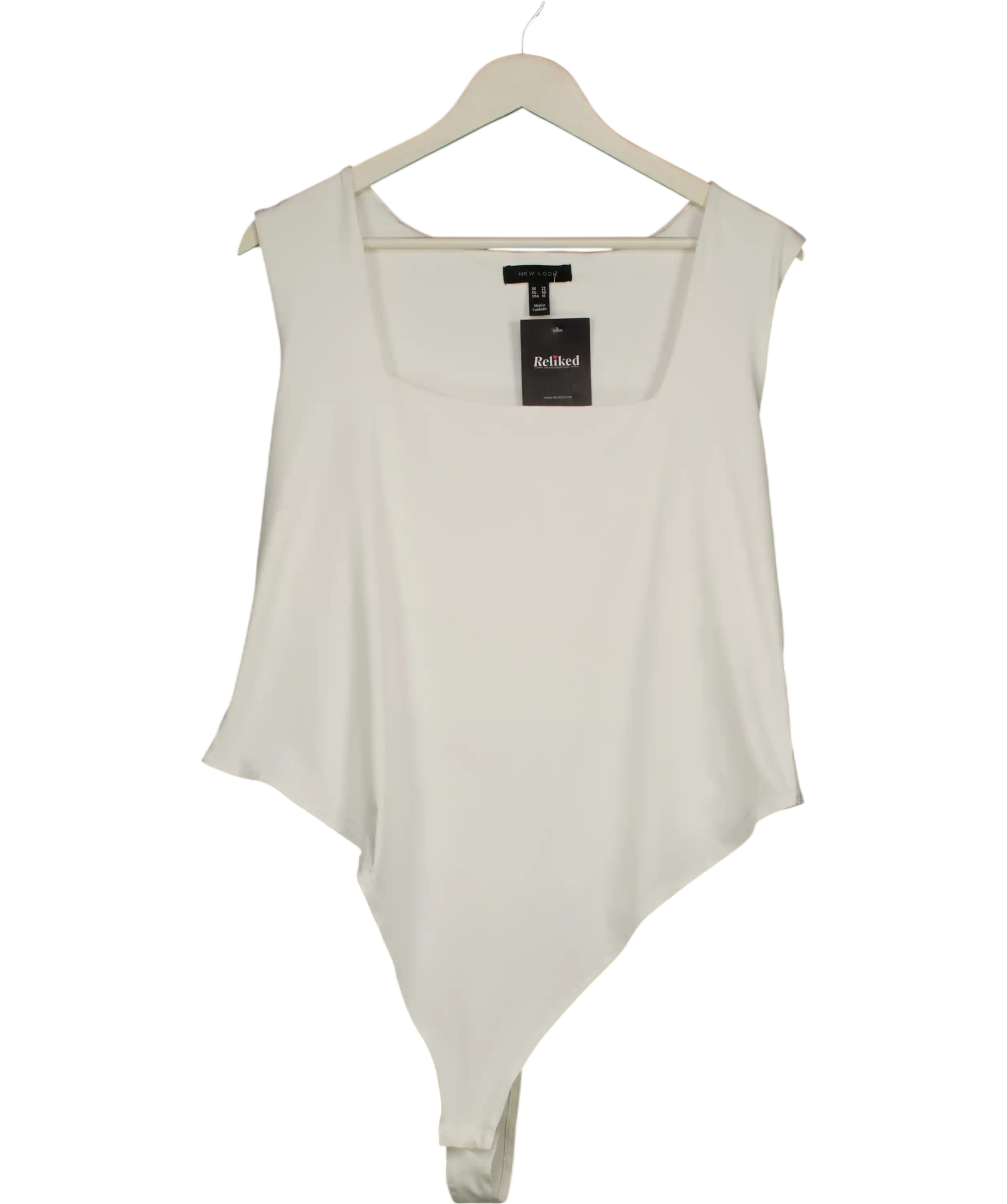 New Look White Slinky Square Neck Sleeveless Bodysuit UK 22