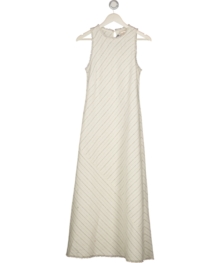 ME + EM Cream Pinstripe Sleeveless Midi Dress UK 8