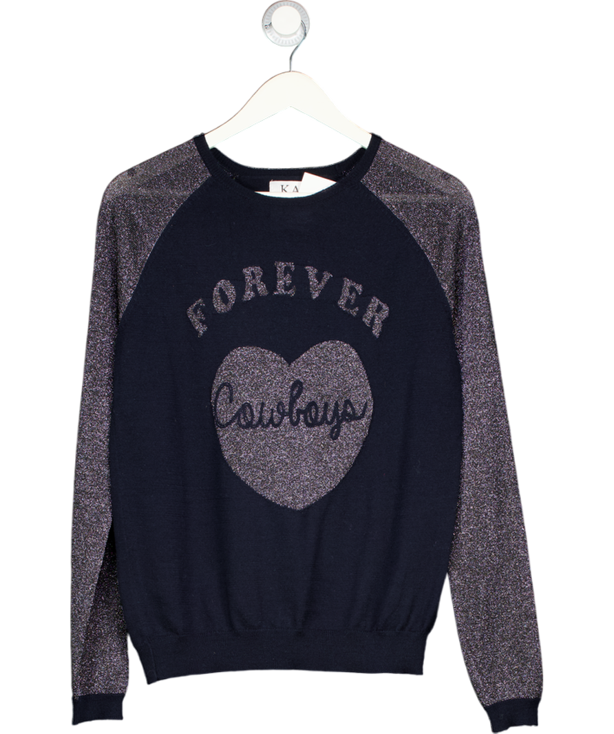 Zoe Karssen Blue 975c 'forever Cowboys' Glitter Knit Sweater UK S
