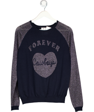 Zoe Karssen Blue 'Forever Cowboys' Glitter Knit Sweater UK S