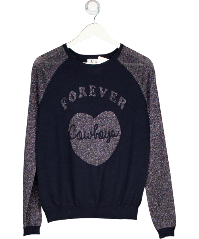 Zoe Karssen Blue 'Forever Cowboys' Glitter Knit Sweater UK S