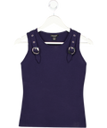 Karen Millen Navy Blue Buckle Trim Knitted Top UK XS
