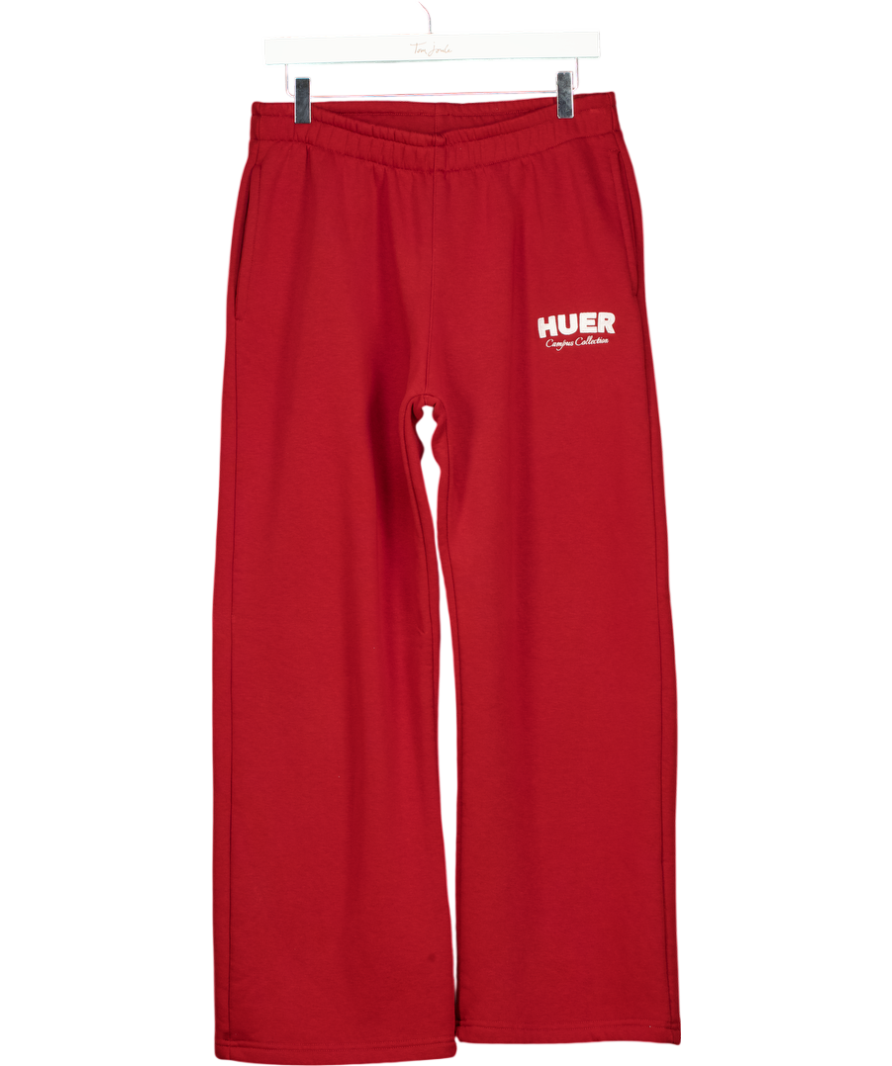 HUER Cherry Red Straight Leg Joggers UK L