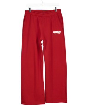 HUER Cherry Red Straight Leg Joggers UK L