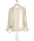 MANGO Cream Silk Shirt With Fringed Pocket Square UK XS
