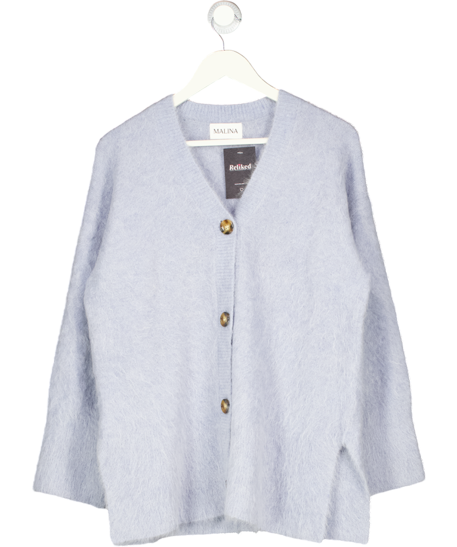 MALINA Blue Alpaca Blend Boyfriend Cardigan UK S