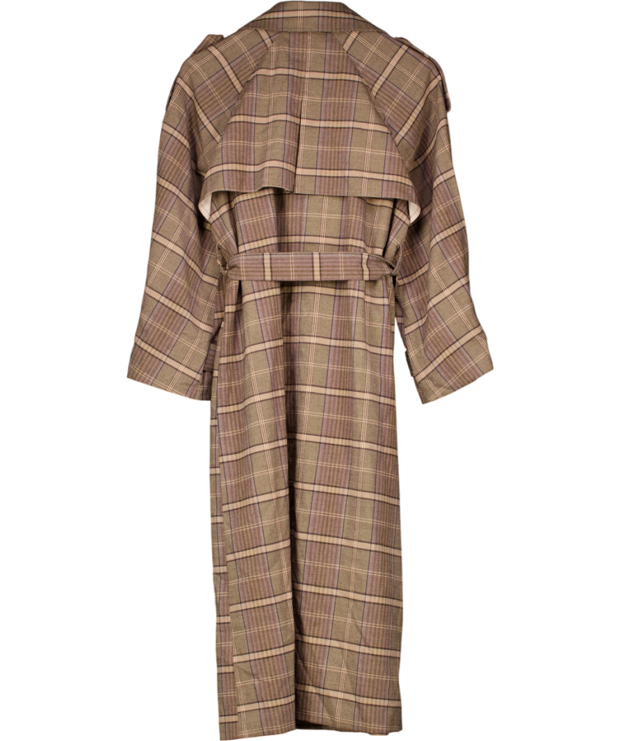 River Island Multicoloured Check Trench Coat UK XS