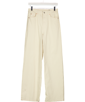 M&S Cream Wide Leg Jeans - Long Length UK 8
