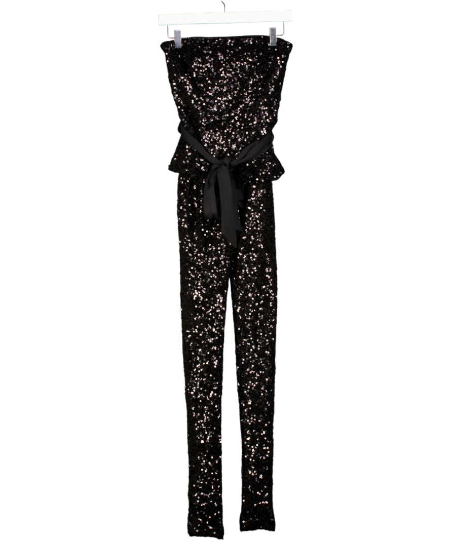FRENCH CONNECTION Black Sequin Peplum Jumpsuit UK 6
