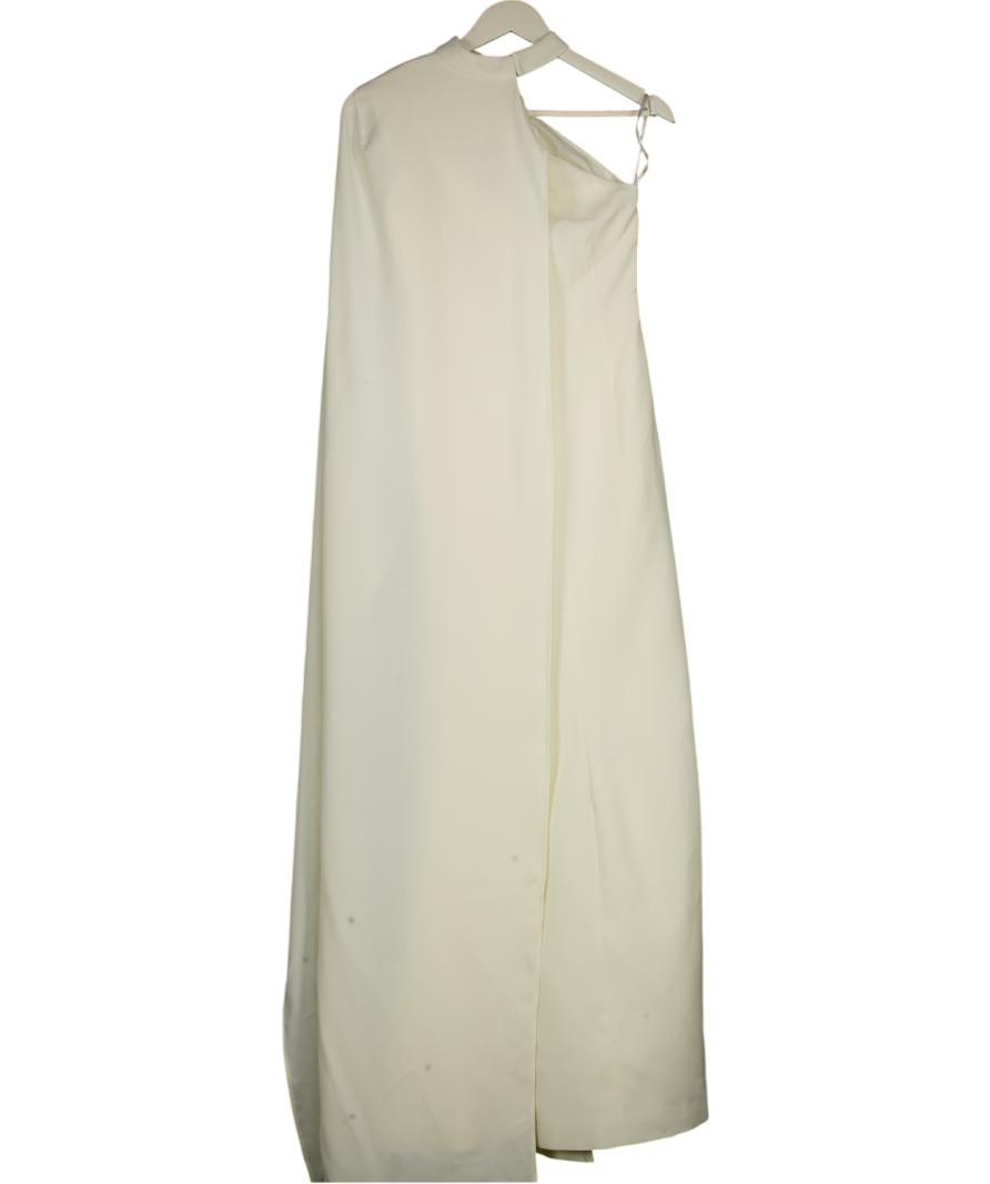KAREN MILLEN Cream Soft Tailored One Shoulder Cape Sleeve Maxi Dress UK 6