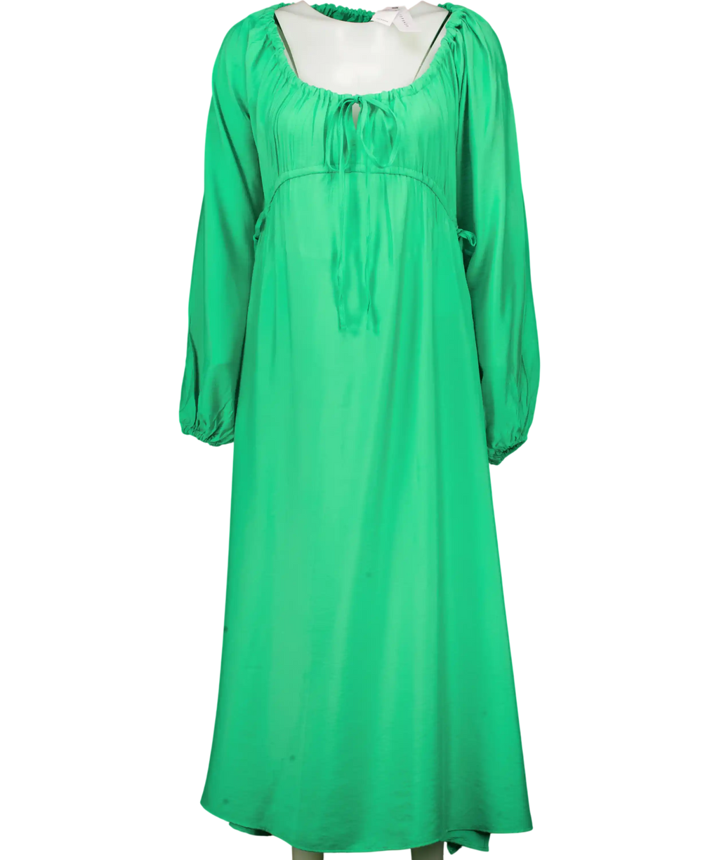 Topshop Textured Ruched Channel Midaxi Dress In Green UK 8