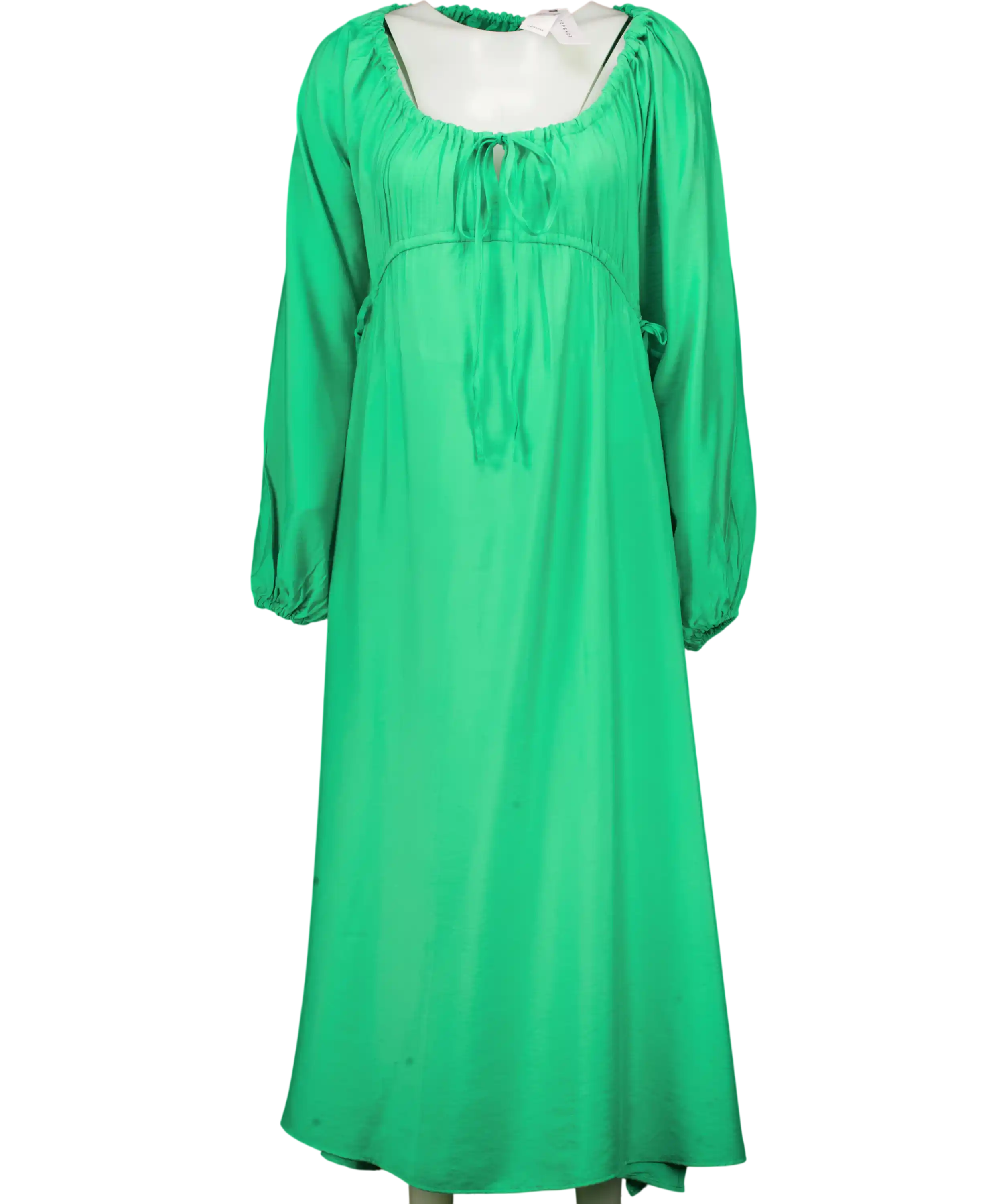 Topshop Textured Ruched Channel Midaxi Dress In Green UK 8