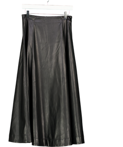 ASOS Faux Leather Seam And Volume Detail Midi Skirt In Black UK 8
