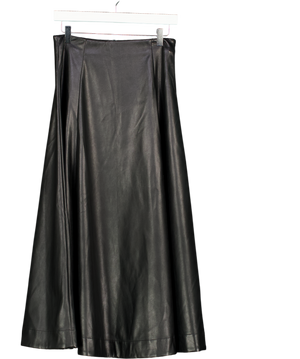 ASOS Faux Leather Seam And Volume Detail Midi Skirt In Black UK 8