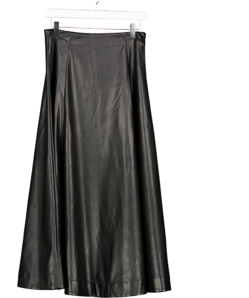 ASOS Faux Leather Seam And Volume Detail Midi Skirt In Black UK 8