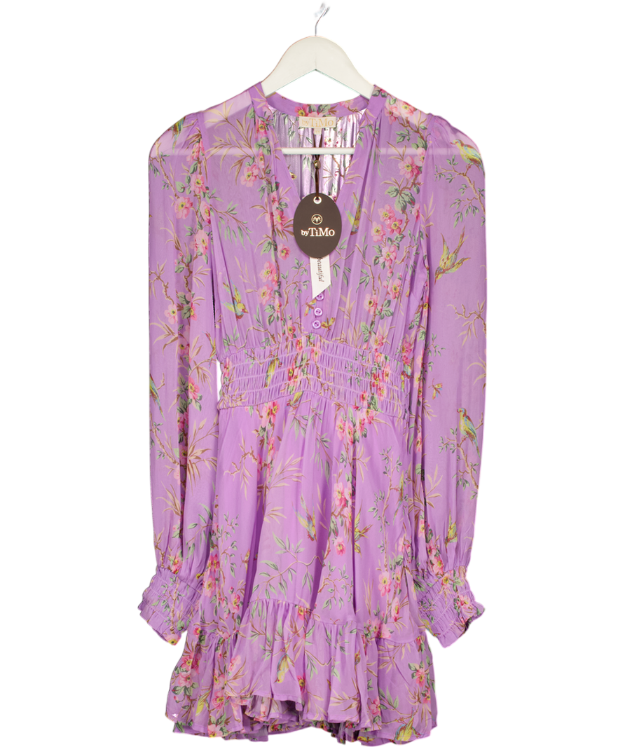 byTIMO Lilac Purple Mini Long Sleeved Dress In Plum Garden UK XS
