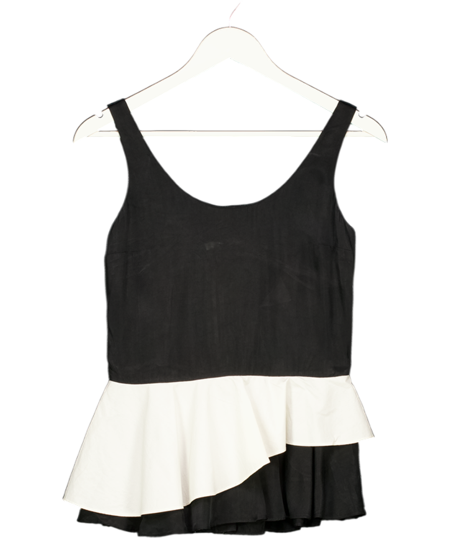 cos Black Two Tone Peplum Top UK 8