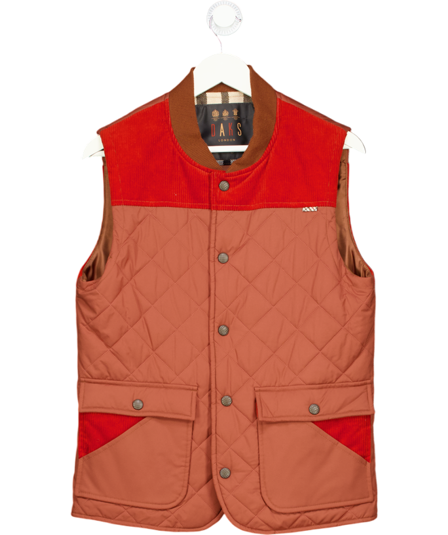 Daks Orange Quilted Cord Gilet UK S