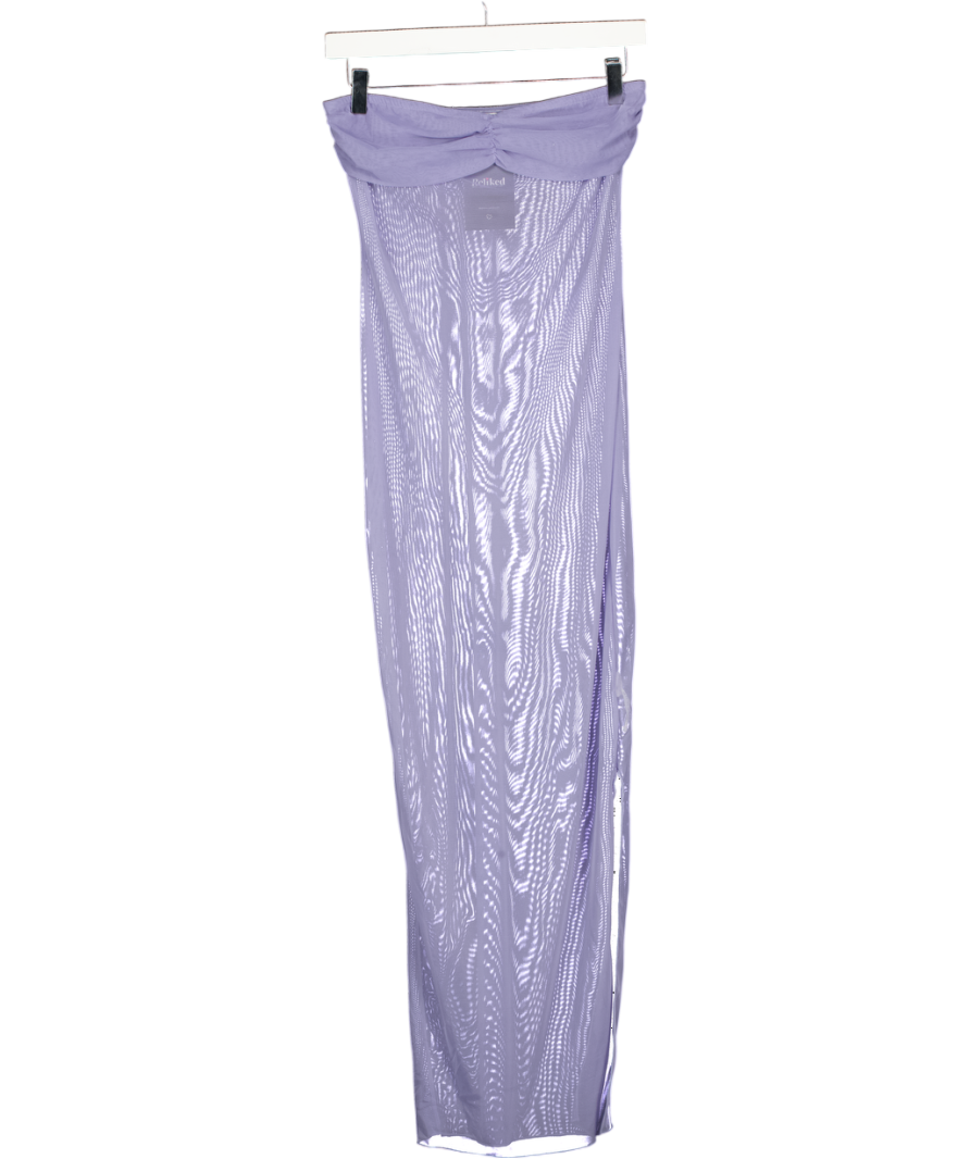 Oh Polly Papeete Ruched Bandeau Midi Dress In Lavender Purple UK S