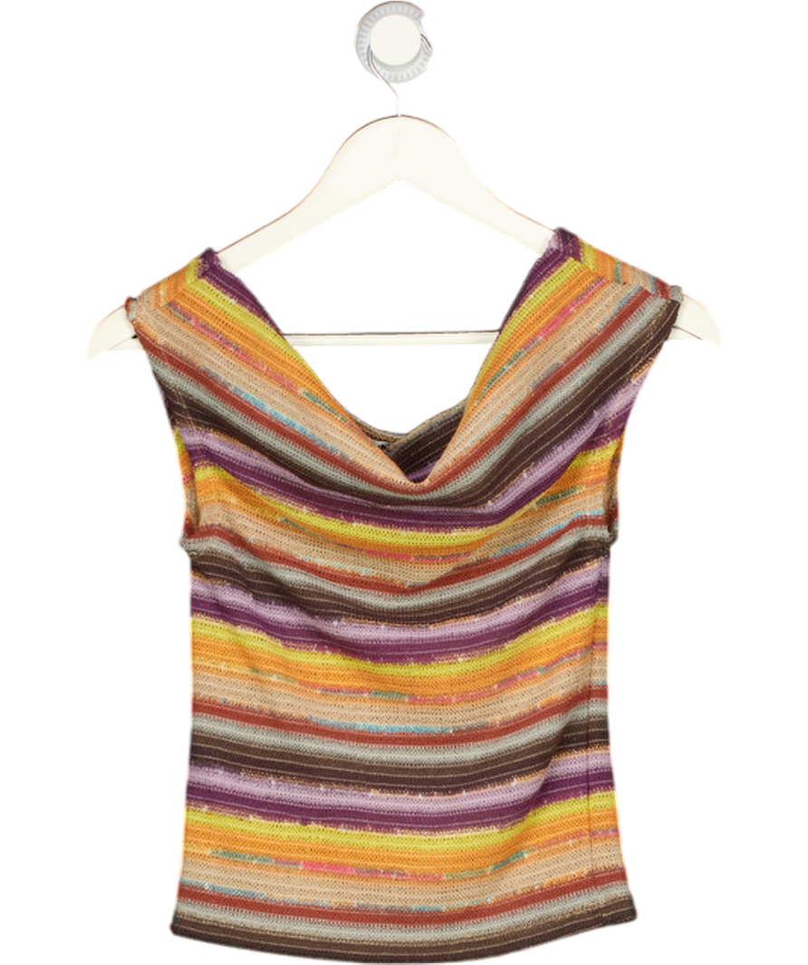 Jaded London Multicoloured Cata Multi Stripe Asymmetric Knit Top UK M